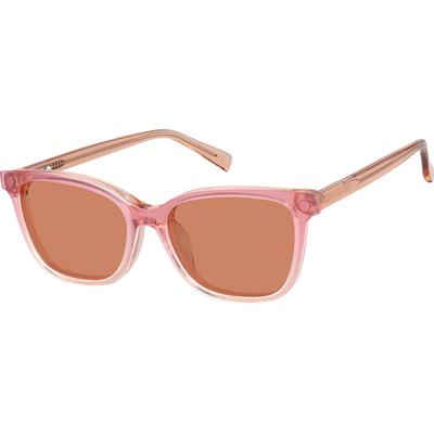 Zenni Women's Rectangle Prescription Glasses W/ Snap-On Sunlens Pink Plastic Full Rim Frame