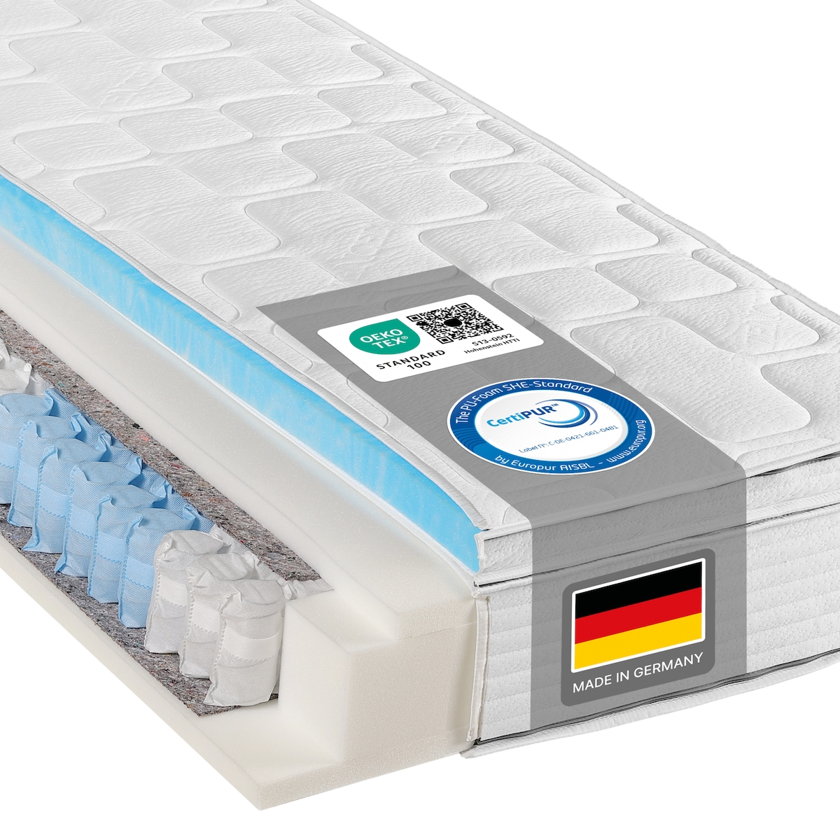 Federkernmatratze BeCo Diamant Plus, 26 cm Höhe Gelschaum Topper fest integriert kein Verrutschen - Härtegrad: H2 (0 kg - 100 kg), Größe: 160 x 200 cm Image