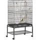 PawHut Bird Cage, with Stand, Wheels, Toys, for Budgies, Finches, Parakeets, none