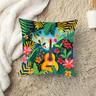 Velvet Pillow Cover Hippie Folk Style Spring and Summer Green Vibes 1pc 16/18/20 Inch