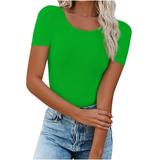 gbyLJF Women Compression Shirts Crochet Tops for Women Womens Business Casual Tops Tube Tops for Women Green M