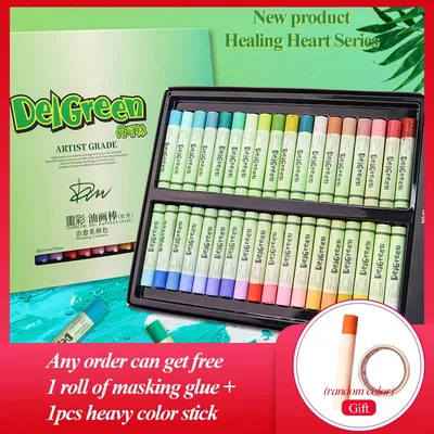 Delgreen Professional Extra Soft Oil Pastel Healing Series Heavy Color Non-Toxic Washable Oil