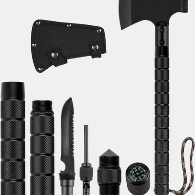 Vigor Survival Hatchet & Camping Axe With Fixed Blade Knife Combo Set, Full Tang Tactical Axe For Outdoor - Black