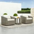 CHITA 3-Piece Outdoor Wicker Patio Furniture Set with Side Table Outdoor Gray Wicker Chair with Cream Cushion Cream