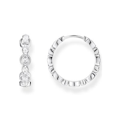 Paar Creolen THOMAS SABO "Kreise mit weißen Steinen, CR715-051-14", bunt (silberfarben, weiß, kristallweiß), Ohrringe, D