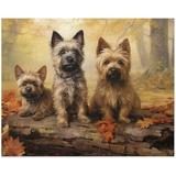 Wooden Puzzles - Dogs in Forest Cairn Terrier Dogs in Autumn Park-Jigsaw Puzzle 1000 Piece for Adults and Kids Card Game Cute Animals Large Puzzle Educational Games Decompression Toys Gift