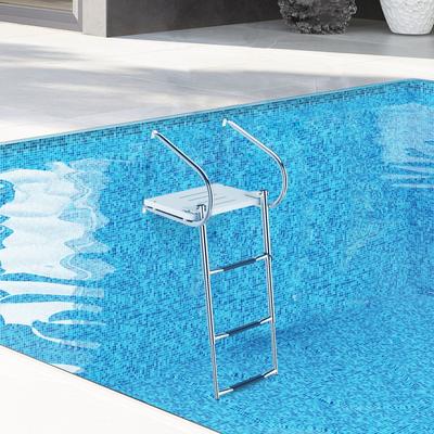 3-Step Telescoping Boat Ladder with Fiberglass Platform and Handrails - 14.5