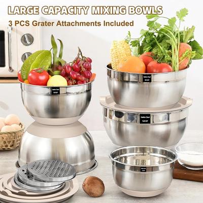 Mixing Bowls with Airtight Lids,Stainless Steel Nesting Mixing Bowls Set