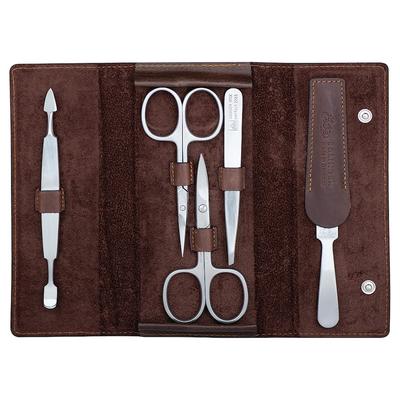 ERBE - Maniküre Set Druckknopf-Etui Serie 'Antik', braun, 5-tlg. Make-up Organizer 1 ct 1 Stück