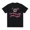Niedliche traurige Hamster lustige Meme T-Shirt Tops im buchstäblich nur ein Mädchen drucken T-Shirt