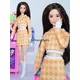 Mode gelb kariert 30cm Puppe Outfits Set für Barbie Kleidung Hemd Rock für Barbie Puppenhaus