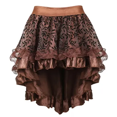 Sexy mittelalterlicher Steampunk-Frauen-Spitzen-Blumenrock, asymmetrische Renaissance, viktorianisches Piratenkostüm, Halloween-Kostüm Image