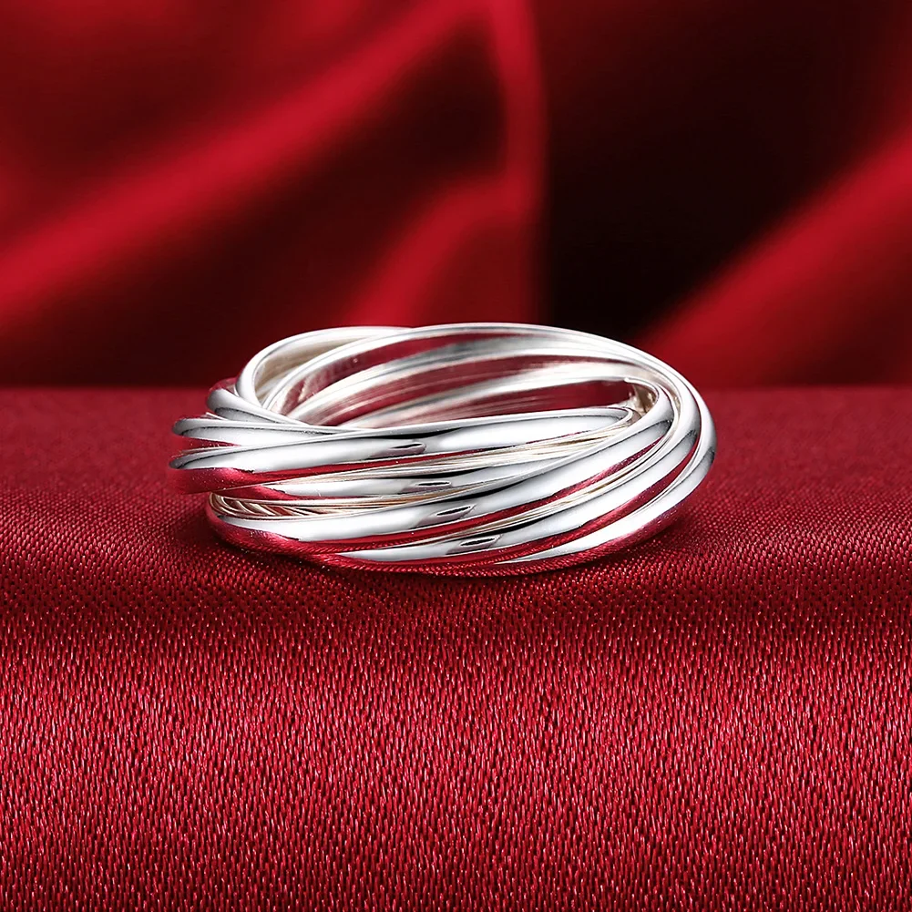 Hoy Ring aus 925er-Sterlingsilber, feiner fünf Kreise-Ring für Damen, modisch, Folk-individuell, Hochzeit, Party, Weihnachtsgeschenk, klassischer Schmuck Image