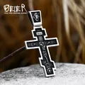 BEIER – pendentif en acier inoxydable pour homme collier chaîne Christ jésus croix gothique