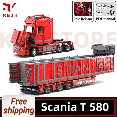 KEJI S Mohamed Truck MOC-57465 T580 Engineering Fahrzeug Anhänger Modell Bausteine Ziegel Kits Image