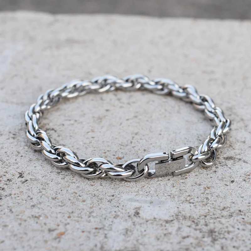 7MM Breite Edelstahl Kreuz Kette Armbänder für Männer, Silber Farbe Mode Hip Hop Männlich Junge Armband Schmuck