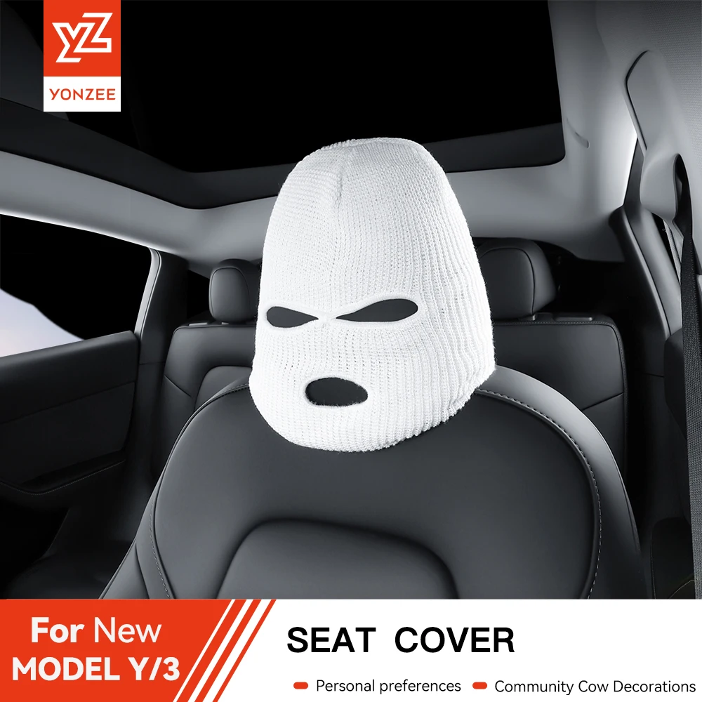 YZ Hochwertige Auto-Kopfstützenabdeckung, Urlaub, Halloween, lustige Geschenke, Loch für Tesla Model 3, Y Highland Juniper 2021–2025 Image