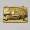 Lässige Einkaufstasche glänzende Serpentin Gold Handtasche Pu Leder Luxus Designer Umhängetasche
