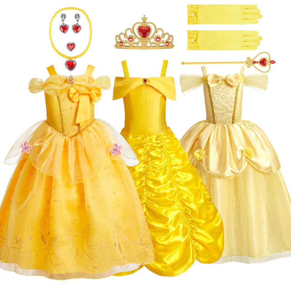 Mädchen Prinzessin Kostüm Kinder Belle Cosplay Kleid Baby Die Schöne und Biest Halloween Verkleidung Sommer Abendessen Kleidung 3-10 Jahre Image