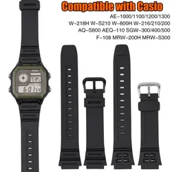 Gummi armband für Casio AQ-S810W W-735H W-216H SGW-300 AE-1000W AE-1200 Männer schwarz Sport Silikon