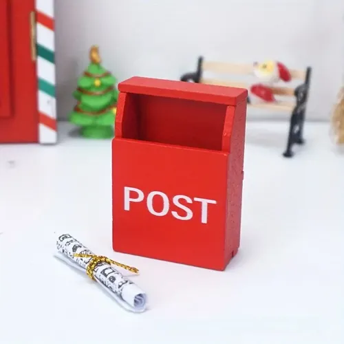 1pc antike Puppenhaus Briefkasten Miniatur Mini Briefkasten und Zeitung Weihnachts ferien Taschen