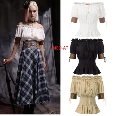 Frauen keltische Bluse mittelalter liche Renaissance von der Schulter viktoria nischen Piraten Image