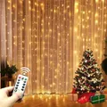 Guirxiété Lumineuse LED USB avec Télécommande pour Décoration de Noël Rideau de Guirxiété de
