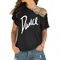 Femmes T-shirt ample Slash cou T-shirt dames décontracté lettre danse T-shirt été décontracté irrégulier biais croix pansement hauts T-shirt