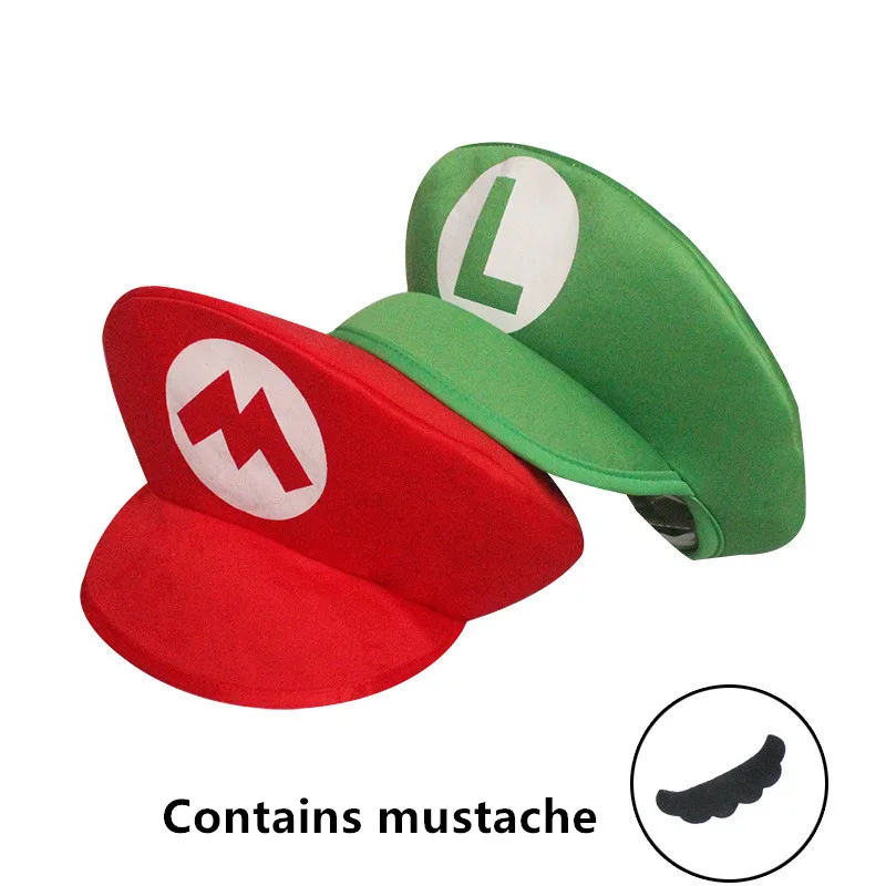Super Marios Bros Luigi Cartoon Cappello Cosplay Giocattoli classici Figura anime Halloween Abiti divertenti Berretto unisex per bambini per adulti Regalo per feste