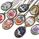 Kit de pendentif de collier de broderie de fleurs bricolage avec cerceau travaux de couture