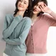 Cardigans à simple boutonnage pour femmes pull à col en V tricots courts pulls monochromes mode