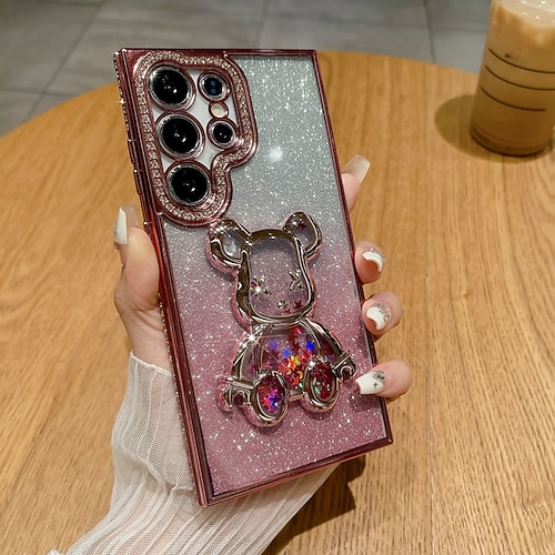 Handy Hülle Handyhüllen Für Samsung Galaxy S26 Ultra Plus S25 S24 S23 Ultra Plus S22 Plus Ultra Rückseite Bling Glitzer glänzend Stoßfest Bär TPU Image