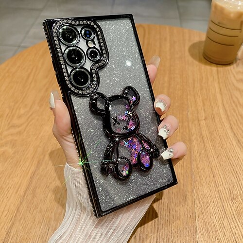 Handy Hülle Handyhüllen Für Samsung Galaxy S26 Ultra Plus S25 S24 S23 Ultra Plus S22 Plus Ultra Rückseite Bling Glitzer glänzend Stoßfest Bär TPU Image