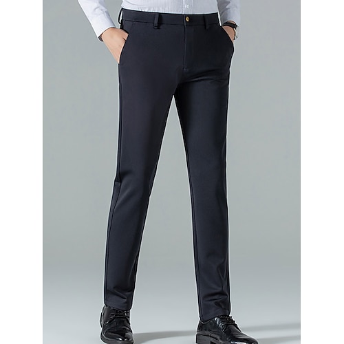 Herren Anzughosen Hose Hosen Anzughose Glatt Komfort Atmungsaktiv Outdoor Täglich Ausgehen Modisch Brautkleider schlicht Schwarz Dunkelblau Image