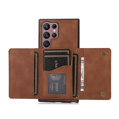 Handy Hülle Handyhüllen Für Samsung Galaxy S26 Ultra Plus S25 S24 S23 S22 S23 FE S21 Ultra Plus S20 A55 5G A35 5G Brieftaschenhülle Mit Ständer Magnetisch Kartenfach Retro TPU PU-Leder Image