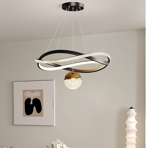 Moderne Kristall-LED-Kronleuchter für Wohnzimmer Esszimmer Schlafzimmer Haus veränderbar Gold Kreis Ring hängen Pendelleuchte Image