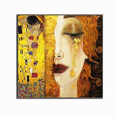 Christmas World Famous Painting Series 100% Hand Painted High Quality Oil Painting on Canvas Golden Tears by Gustav Klimt Painting for Bedroom Decoration Gift