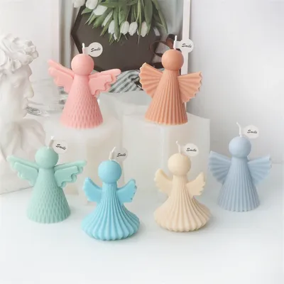 New 3D Simplicity Angel Silicone Candle Molds DIY Geometric Angel Handmade Aromatherapy Candle