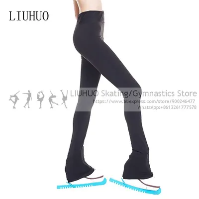 Figure Fleece Girls Ice Skating Trousers Roller Skater Children Adult Full Black Pants Solid Color