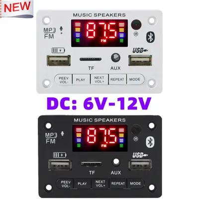 Bluetooth 5.0 MP3 WMA Decoder Board DC 12V Wireless Car Audio USB TF FM Radio Module Color Screen