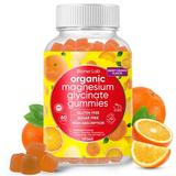 Organic Magnesium Glycinate Chewable Gummies (600mg) for Kids & Adults Women Men - Vegan Complex with Calcium Potassium Vitamin D B6 L-Theanine L-Threonate - Sugar & Gluten Free - Orange Flavor