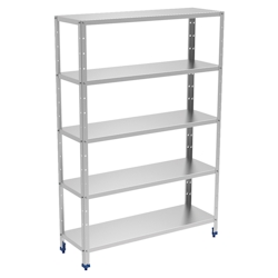 Metallregal edelstahl 5 ebenen mit glatten regalen - 1200x500x1750 mm - 38005224 Eurast Image