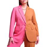 Plus Size Women's Colorblock Blazer by ELOQUII in Leather Brown Raspbe (Size 16)