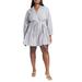 Plus Size Women's Mini Shirt Dress With Belt by ELOQUII in Navy/white Stripe (Size 22)