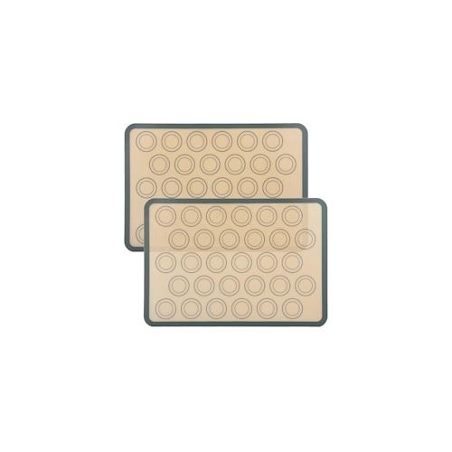Intirilife 2x Silikon Macaron Backmatte in Grau-Braun mit 42 x 29.5 cm Größe - Backmatte Kochutensil Backunterlage Teigrollmatte