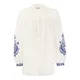 Max Mara Weekend, Blouses & Shirts, female, White, 2Xs, Weekend Max Mara Carnia Linen Cloth Shirt With Embroidery