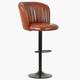 Bar Stool Faux Leather Brown Breakfast Bar Kitchen Stool With Back Swivel Black Base Adjustable - Retro Vintage Industrial Gas Lift Chair