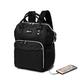 (Black) KONO Opening Baby Nappy Changing Backpack With USB Port