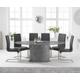 Colby 200cm Oval Grey Marble Dining Table With 8 Black Austin Chairs