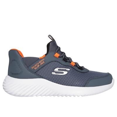 Skechers Boy's Slip-ins: Bounder - Brisk-Burst Sneaker | Size 13.5 | Charcoal/Orange | Synthetic/Textile | Machine Washable